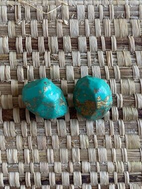 Turquoise and Gold Geometric Shaped Polymer Clay Stud Earrings